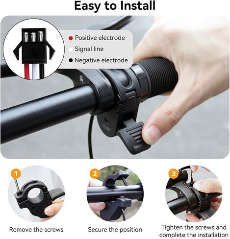 Ebike Thumb Thumb Thribttle ، مسرع سرعة الإصبع 300X اليمين/اليسار الأيسر التفكيك سريع الخانق الدراجة الكهربائية مسرع 12V/24V/36V/48V/52V/60V/72V (قابس مضاد للماء) in Kuwait