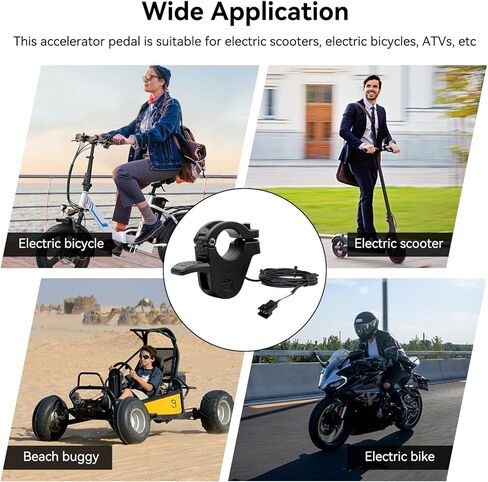 Ebike Thumb Thumb Thribttle ، مسرع سرعة الإصبع 300X اليمين/اليسار الأيسر التفكيك سريع الخانق الدراجة الكهربائية مسرع 12V/24V/36V/48V/52V/60V/72V (قابس مضاد للماء) in Kuwait