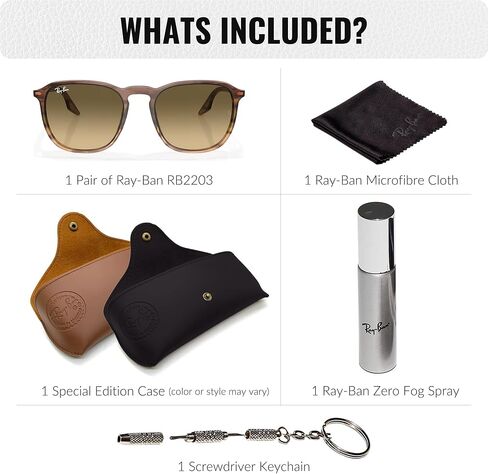 Ray-Ban RB2203 Square Shape Sunglasses with Official Eyewear Kit Bundle in Saudi Arabia