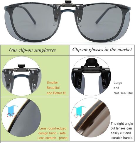 MONICE Fishing Clip on Flip up Polarized Sunglasses Fit Over Prescription Glasses Driving UV Protection Men Women in Saudi Arabia