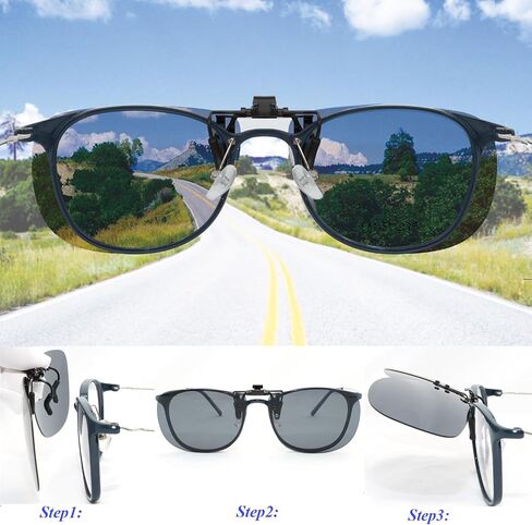 MONICE Fishing Clip on Flip up Polarized Sunglasses Fit Over Prescription Glasses Driving UV Protection Men Women in Saudi Arabia