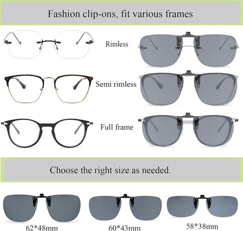MONICE Fishing Clip on Flip up Polarized Sunglasses Fit Over Prescription Glasses Driving UV Protection Men Women in Saudi Arabia