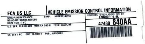 MOPAR 47480840AA LABEL VECI LABEL in Saudi Arabia
