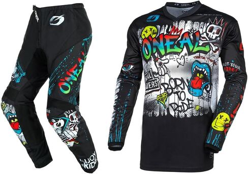 O'NEAL 2025 Element Rancid Jersey Adult Motocross Offroad Gear Combo (Black/White,Large/34) in Saudi Arabia