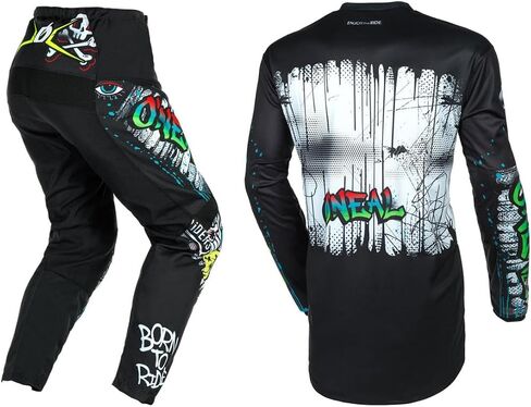 O'NEAL 2025 Element Rancid Jersey Adult Motocross Offroad Gear Combo (Black/White,Large/34) in Saudi Arabia