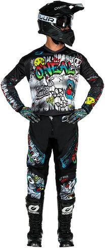 O'NEAL 2025 Element Rancid Jersey Adult Motocross Offroad Gear Combo (Black/White,Large/34) in Saudi Arabia