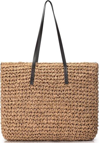 Beach Bags for Women, Large Beach Bag, Woven Straw Tote Bags Waterproof, Weaving Swim Shopping Travel Bag in Kuwait