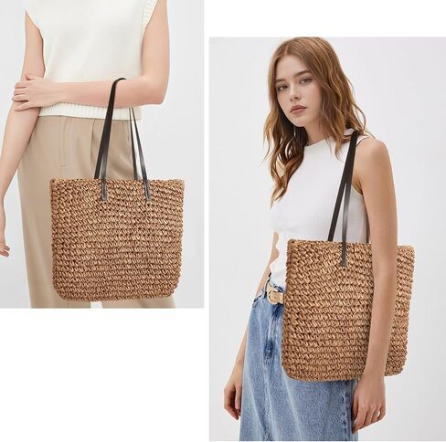Beach Bags for Women, Large Beach Bag, Woven Straw Tote Bags Waterproof, Weaving Swim Shopping Travel Bag in Kuwait