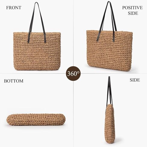 Beach Bags for Women, Large Beach Bag, Woven Straw Tote Bags Waterproof, Weaving Swim Shopping Travel Bag in Kuwait