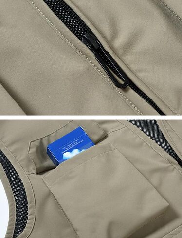 Men's Utility Fishing Vest Lightweight Outdoor Zip up Travel Work Cargo Vest Jacket with Multi Pockets in Saudi Arabia