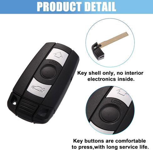 X AUTOHAUX Car Key Fob Shell 3 Button Remote Control Key Case Shell Keyless Entry Housing Replacement Black for BMW 325i 2006-2011 in Saudi Arabia