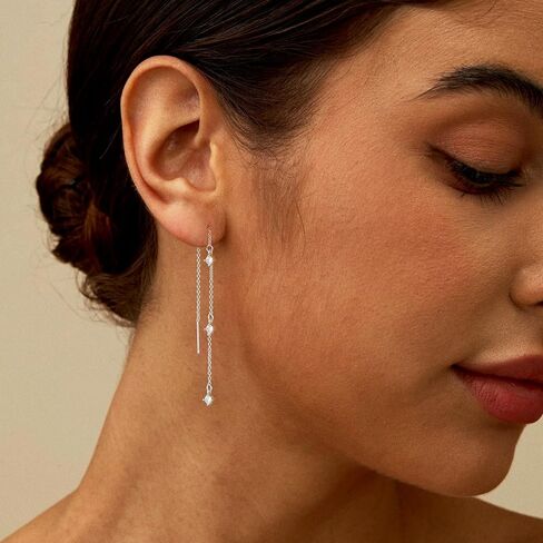 أقراط Carovo Dangle للنساء العصرية 14K الذهب/الفضة مقعدة أقراط للنساء CZ Huggie Drop Dropling Accling Accling Hypoallergenic Gift in Kuwait