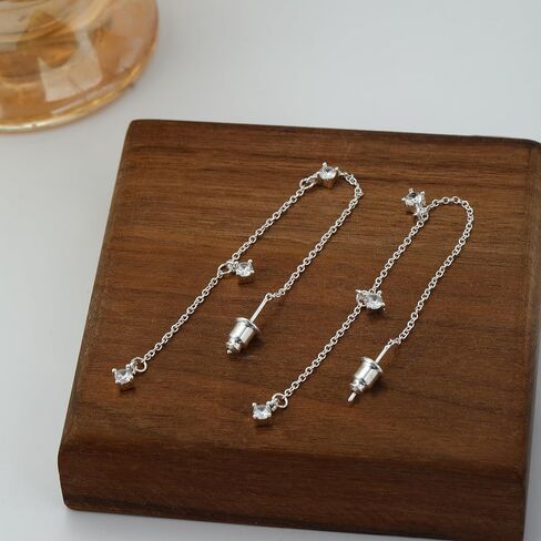 أقراط Carovo Dangle للنساء العصرية 14K الذهب/الفضة مقعدة أقراط للنساء CZ Huggie Drop Dropling Accling Accling Hypoallergenic Gift in Kuwait