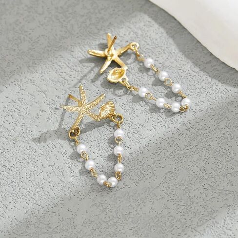 Starfish Earrings Gold Beach Jewelry for Women Pink Conch Shell Earrings Puka Cowrie Seashell Earring Summer Vacation Earring Ocean Jewelry in Saudi Arabia