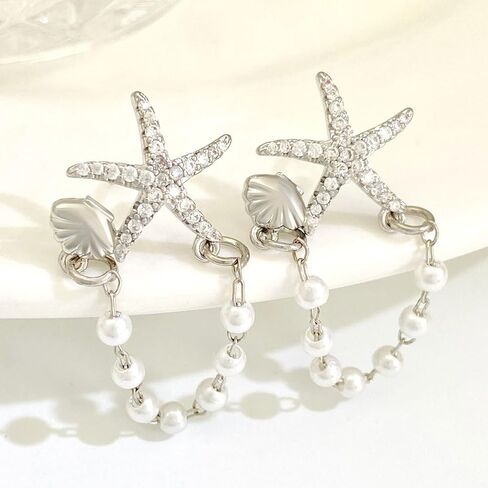Starfish Earrings Gold Beach Jewelry for Women Pink Conch Shell Earrings Puka Cowrie Seashell Earring Summer Vacation Earring Ocean Jewelry in Saudi Arabia