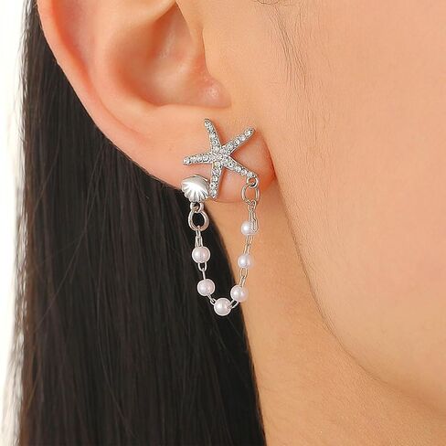 Starfish Earrings Gold Beach Jewelry for Women Pink Conch Shell Earrings Puka Cowrie Seashell Earring Summer Vacation Earring Ocean Jewelry in Saudi Arabia