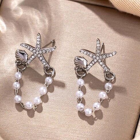 Starfish Earrings Gold Beach Jewelry for Women Pink Conch Shell Earrings Puka Cowrie Seashell Earring Summer Vacation Earring Ocean Jewelry in Saudi Arabia