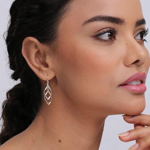 LECALLA 925 Sterling Silver Drop rapring | خفيفة الوزن كلاسيكي الخطي المسيل للدموع أقراط | المجوهرات الفضية ذات الأقراط in Saudi Arabia