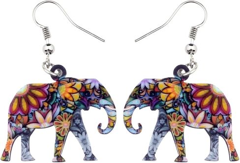 BONSNY Acrylic Africa Jungle Elephant Drop Dangle Statement for Women Earrings Jewelry Charms Gifts in Saudi Arabia