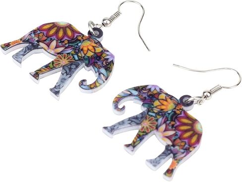 BONSNY Acrylic Africa Jungle Elephant Drop Dangle Statement for Women Earrings Jewelry Charms Gifts in Saudi Arabia