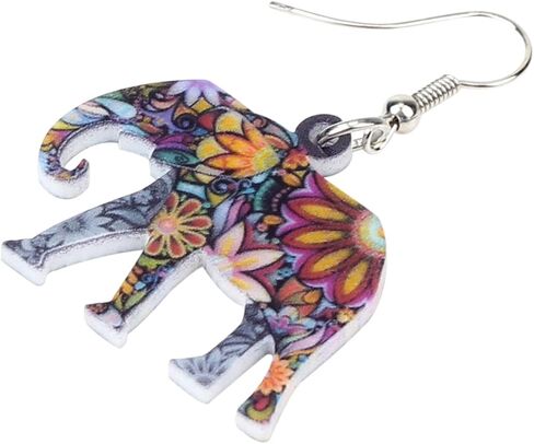 BONSNY Acrylic Africa Jungle Elephant Drop Dangle Statement for Women Earrings Jewelry Charms Gifts in Saudi Arabia
