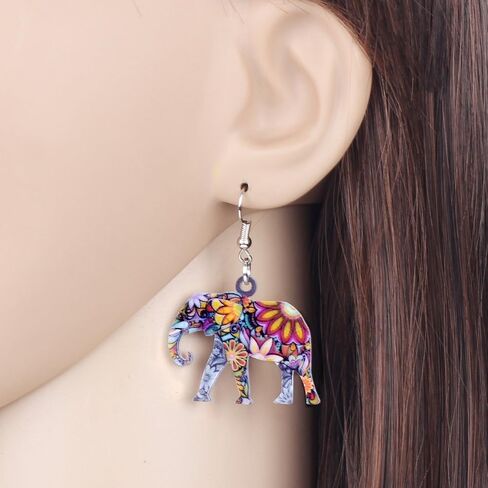 BONSNY Acrylic Africa Jungle Elephant Drop Dangle Statement for Women Earrings Jewelry Charms Gifts in Saudi Arabia