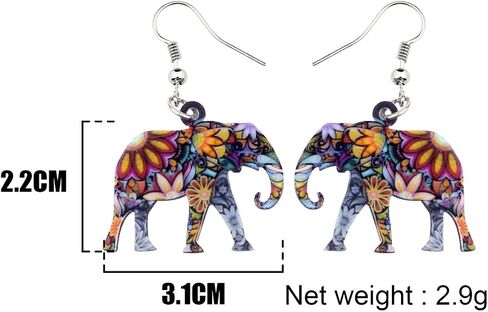 BONSNY Acrylic Africa Jungle Elephant Drop Dangle Statement for Women Earrings Jewelry Charms Gifts in Saudi Arabia