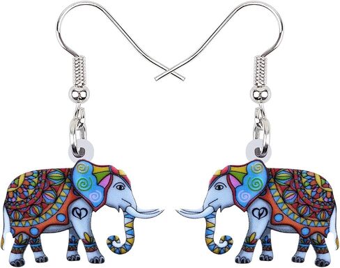 BONSNY Acrylic Africa Jungle Elephant Drop Dangle Statement for Women Earrings Jewelry Charms Gifts in Saudi Arabia