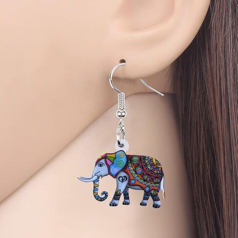 BONSNY Acrylic Africa Jungle Elephant Drop Dangle Statement for Women Earrings Jewelry Charms Gifts in Saudi Arabia