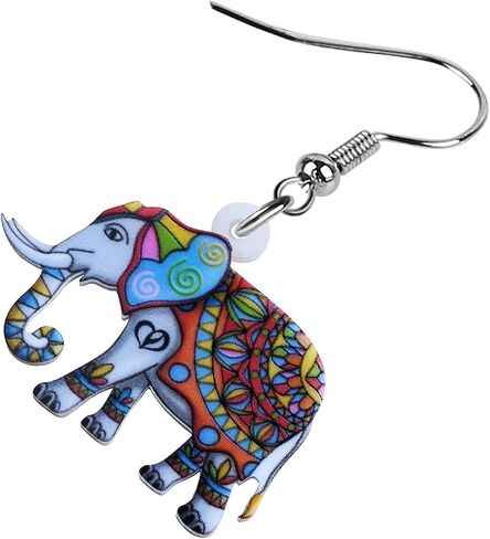 BONSNY Acrylic Africa Jungle Elephant Drop Dangle Statement for Women Earrings Jewelry Charms Gifts in Saudi Arabia