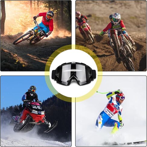Dirt Bike Goggles for Men, Motorcycle Goggles for Women, ATV Goggles Ski Goggles for Youth, Motocross Goggle Off Road Goggles Fit Over Glasses Tear Off, Silver Lens in Kuwait