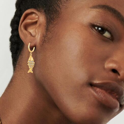 18k Gold Fish Hoop Earrings for Women Summer Beach Earrings Fashion Vacation Jewelry in Kuwait