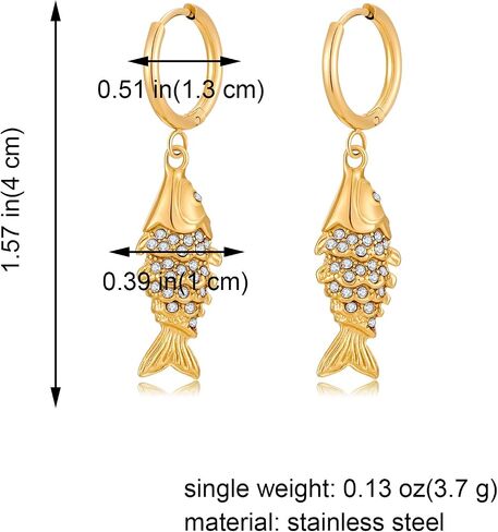 18k Gold Fish Hoop Earrings for Women Summer Beach Earrings Fashion Vacation Jewelry in Kuwait