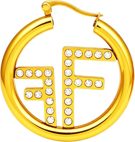 18K Gold Plated Hoop Earrings for Women Initial Letter F Earrings with Cubic Zirconia – Luxury Gold Huggie Hoops, Elegant Gift for Her, Stylish Statement Jewelry for Daily & Party Wear in Saudi Arabia