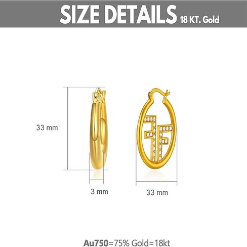 18K Gold Plated Hoop Earrings for Women Initial Letter F Earrings with Cubic Zirconia – Luxury Gold Huggie Hoops, Elegant Gift for Her, Stylish Statement Jewelry for Daily & Party Wear in Saudi Arabia