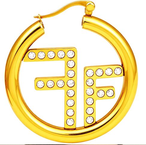18K Gold Plated Hoop Earrings for Women Initial Letter F Earrings with Cubic Zirconia – Luxury Gold Huggie Hoops, Elegant Gift for Her, Stylish Statement Jewelry for Daily & Party Wear in Saudi Arabia