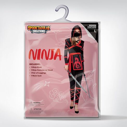 Spooktacular Creations Halloween Ninja زي للنساء مع قناع النينجا لحفل أزياء الهالوين للبالغين in Saudi Arabia