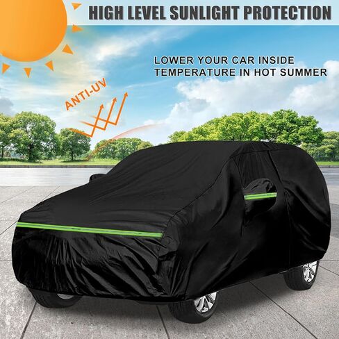 Waterproof Car Cover Compatible with Toyota 4Runner 2002-2020 2021 2022 2023, 210T Car Covers with Zipper Door Reflective Strips Lock for Snow Rain Sun Dust Protection in Kuwait