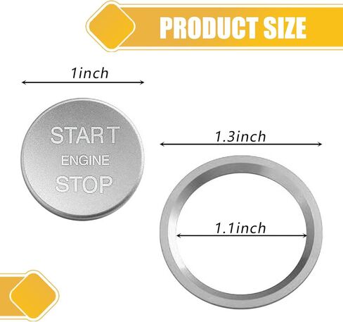 2 PCS Car Button Starter Cover, Ignition Ring Cover Interior Modification, Engine Button Decoration, Universal for Most Cars (Red) in Kuwait