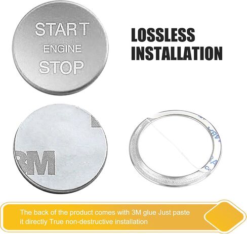 2 PCS Car Button Starter Cover, Ignition Ring Cover Interior Modification, Engine Button Decoration, Universal for Most Cars (Red) in Kuwait