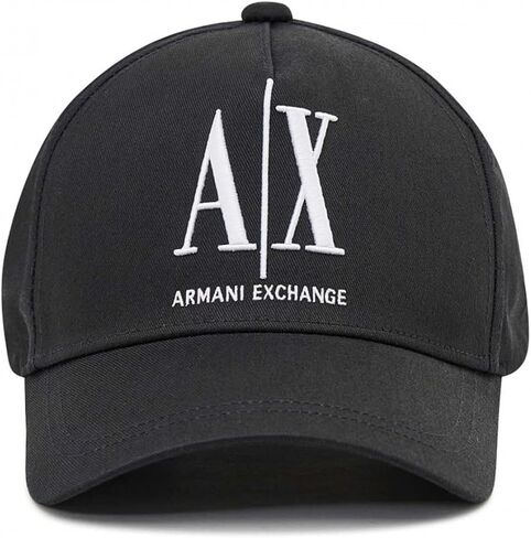 قبعة بيسبول بشعار صغير للرجال من A|X Armani Exchange، باللون الأسود/الأسود in Saudi Arabia