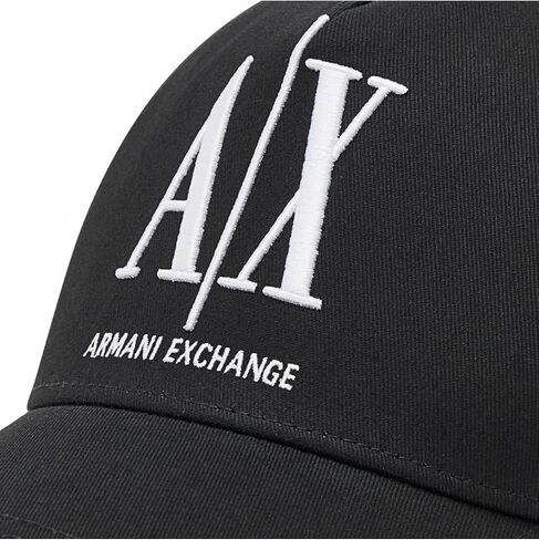 قبعة بيسبول بشعار صغير للرجال من A|X Armani Exchange، باللون الأسود/الأسود in Saudi Arabia