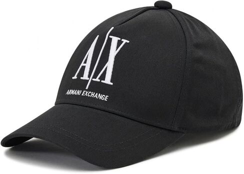 قبعة بيسبول بشعار صغير للرجال من A|X Armani Exchange، باللون الأسود/الأسود in Saudi Arabia