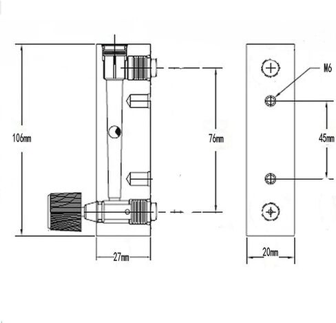 1pcs 0.1-25lpm أنبوب ملائمة O.D 6mm N2 مقياس تدفق النيتروجين مع صمام LZM-6T (0.5-5 LPM) in Kuwait