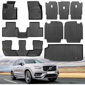 لعام 2016-2025 فولفو XC90 الحصير 3 صفوف بطانة شحن الجذع والثاني 3rd المقعد الخلفي مسند الظهر حصيرة مجموعة كاملة TPE جميع ملحقات الطقس (فقط غاز 7 مقعد مجموعة كاملة 10 الحصير ， ليس للهجين/PHEV) in Kuwait