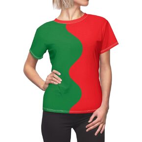 Womens Half Red and Half Green Curvy Shirt in Saudi Arabia