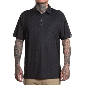 Sullen Men's Golf Badge Tattoo Lifestyle Graphic Pattern Short Sleeve Golf Button Up Polo Shirt in Saudi Arabia
