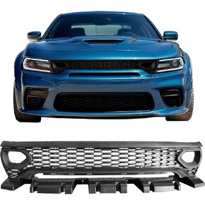 IKON MOTORSPORTS, Front Grille Compatible with 2020-2023 Dodge Charger Widebody, SRT Scat Pack Style Radiator Black Front Upper Grill in Kuwait