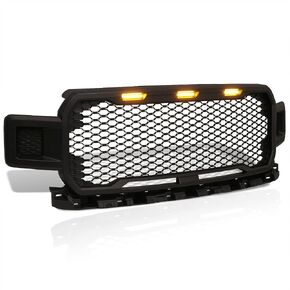 AJP Distributors Front Driving Upper Hood Bumper Mesh Cover Grille Grill + Amber LED DRL Running Lights Lamps Kit Compatible/Replacement For F-150 F150 Pickup Truck 2018 2019 2020 18 19 20 in Saudi Arabia