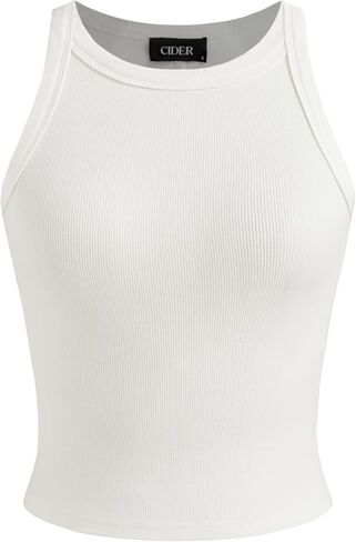 CIDER Womens Cotton Tank Tops Sleeveless Ribbed Basic Shirt Summer Crew Neck Racerback Shirts in Saudi Arabia